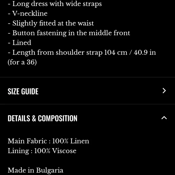 Sezane Gabby Long Black Linen Dress W/ Front Botton - Picture 7 of 7